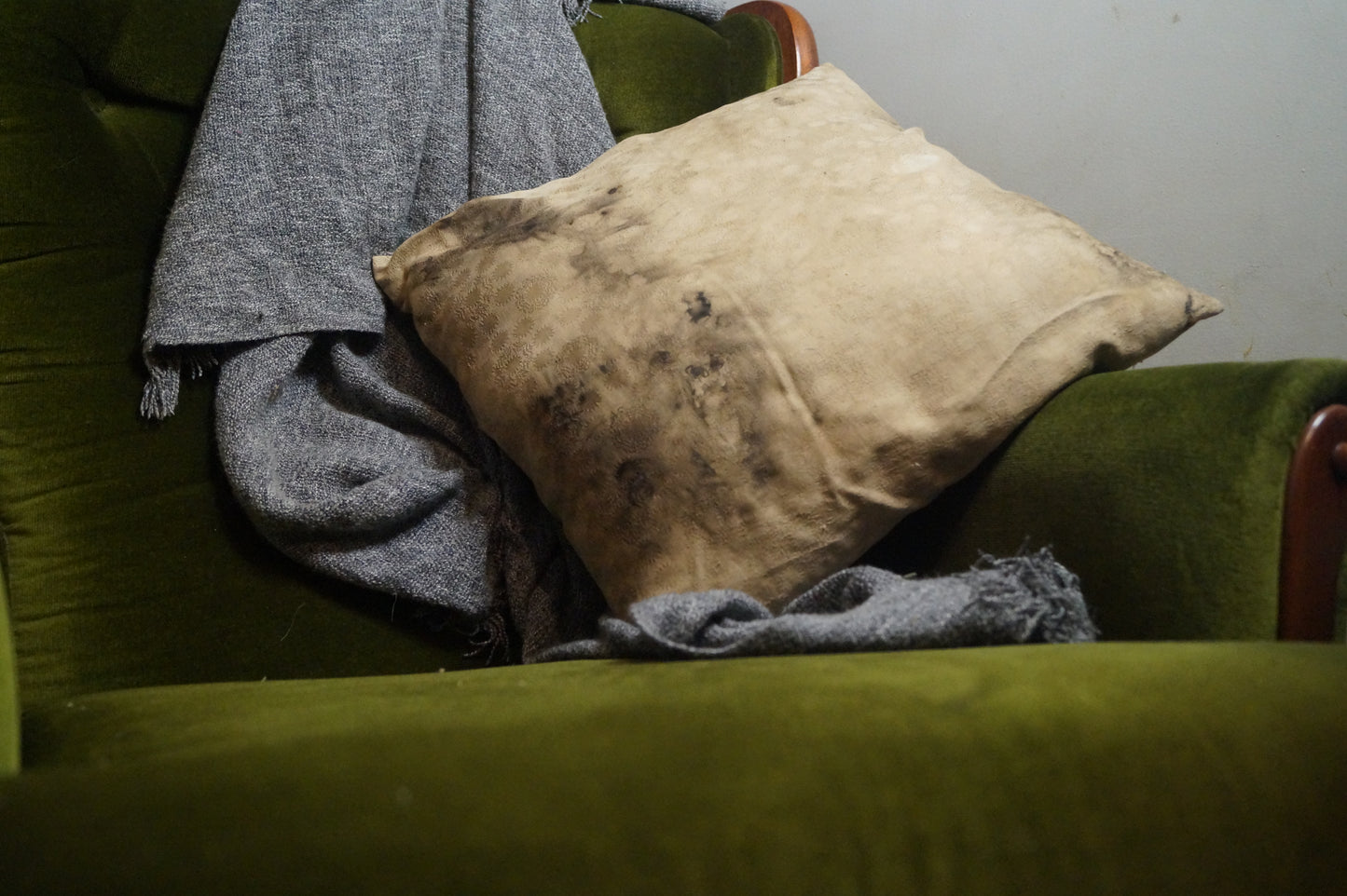 Eco-Dyed Cushion Cover - Stone & Black