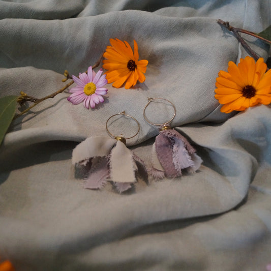 Light Mauve Scrappy Tassel Hoops